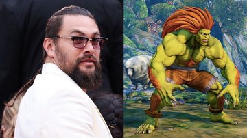 Ator Jason Momoa e o personagem Blanka de Street Fighter - Divulgação Ernesto Ruscio/Getty Images/CAPCOM