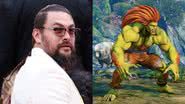 Ator Jason Momoa e o personagem Blanka de Street Fighter - Divulgação Ernesto Ruscio/Getty Images/CAPCOM