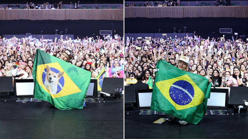 Baekhyun, do EXO, em shows no Brasil - Reprodução/X/BAEKHYUN_INB100