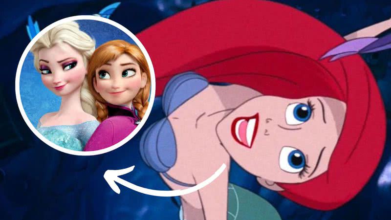 Cena de 'A Pequena Sereia’' e imagem promocional de ‘Frozen - Uma Aventura Congelante’ - Reprodução/ Disney