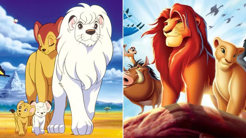 Kimba, de "O Imperador da Selva", e Simba, de "O Rei Leão" - Reprodução/Tezuka Production/Disney