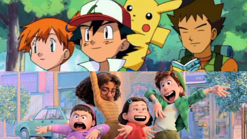 Cena da animação 'Pokémon' e de 'Red: Crescer é uma Fera' - Reprodução/The Pokémon Company/ Disney/Pixar