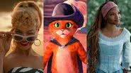 Cenas de "A Pequena Sereia", “Gato de Botas 2: O Último Pedido” e "Barbie" - Reprodução/ Disney+/DreamWorks/Warner Bros.