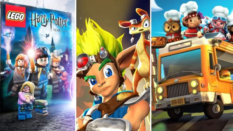 Imagens promocionais de "Lego Harry Potter Collection", "Jak and Daxter: The Precursor Legacy" e "Overcooked 2" - Divulgação/ PlayStation Store