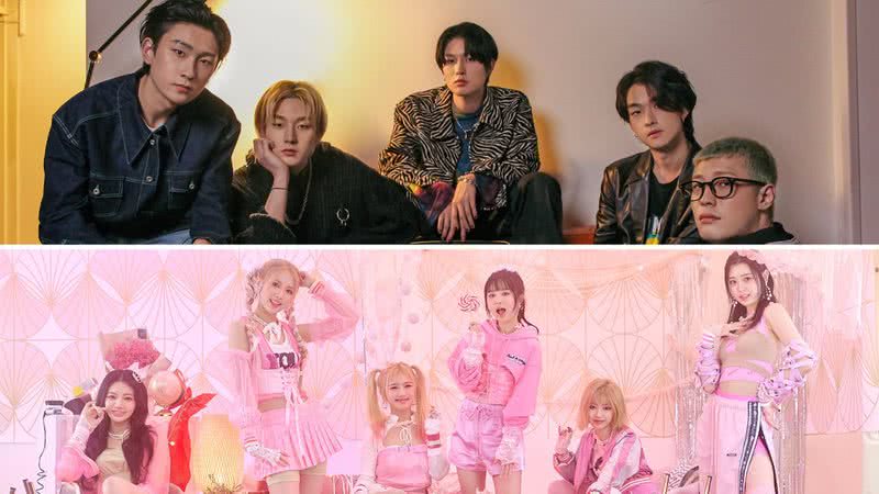 Imagens promocionais da banda 2Z e do girlgroup TRI.BE - Divulgação/GOGO2020/TR Entertainment