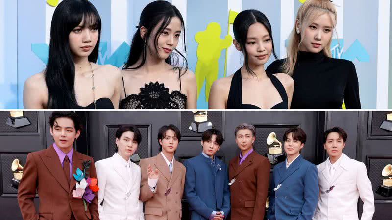 BLACKPINK e BTS nos tapetes vermelhos do VMA e GRAMMY Awards - Getty Images/Dimitrios Kambouris/Frazer Harrison