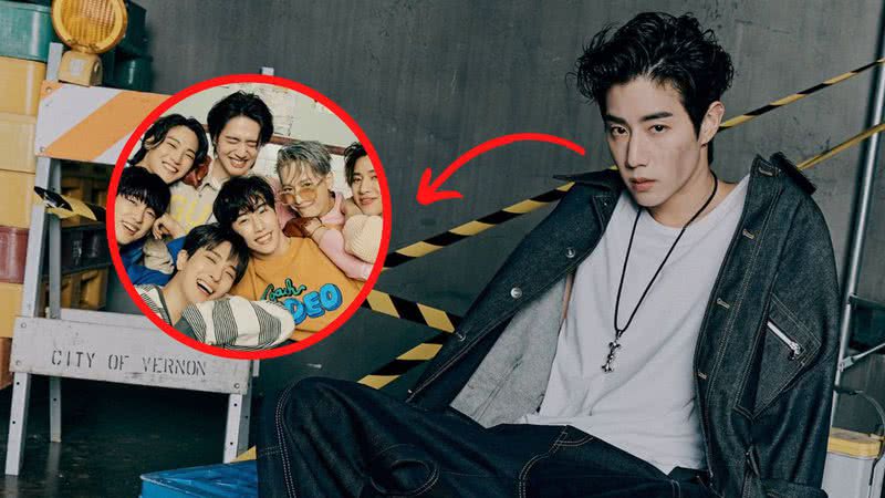 GOT7 em Concep Photo para o HOMECOMING 2022 FANCON e Mark em imagem para o álbum 'GOT7' - Divulgação/ Twitter/ GOT7