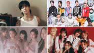 Jungkook, do BTS e dos grupos, NewJeans, Stray Kids e IVE - Divulgação//BigHit Music/ADOR/JYP Entertainment/Starship Entertainment
