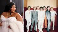 Lizzo no GRAMMY Awards e primeira foto conceito de "Butter" do BTS - Divulgação/ BIGHIT/ Getty Images