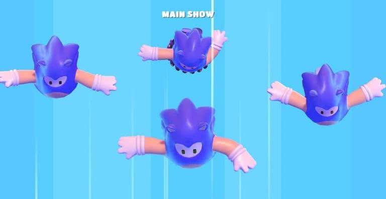 Imagem promocional da skin do Sonic em Fall Guys: Ultimate Knockout - Divulgação/Twitter/Mediatonic