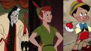 Cenas das animações 101 Dálmatas (1996), Peter Pan (1953) e Pinóquio (1940) - Divulgação/Disney