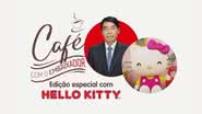 Imagem promocional do café virtual de Hello Kitty e o Embaixador do Japão - Divulgação/Sanrio