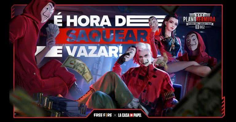 Imagem promocional da colaboração entre Free Fire e La Casa de Papel - Divulgação/Garena