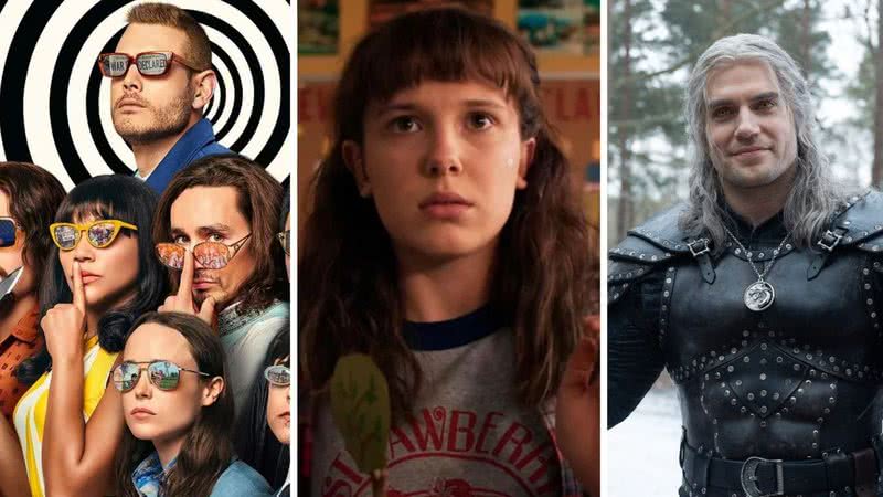 Imagens das séries Umbrella Academy, Stranger Things e The Witcher - Divulgação/ Netflix