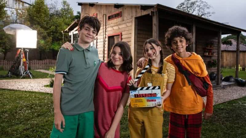 Kevin Vechiatto, Giulia Benite, Laura Rauseo, Gabriel Moreira nas gravações da série de Turma da Mônica - Divulgação/Fabio Braga