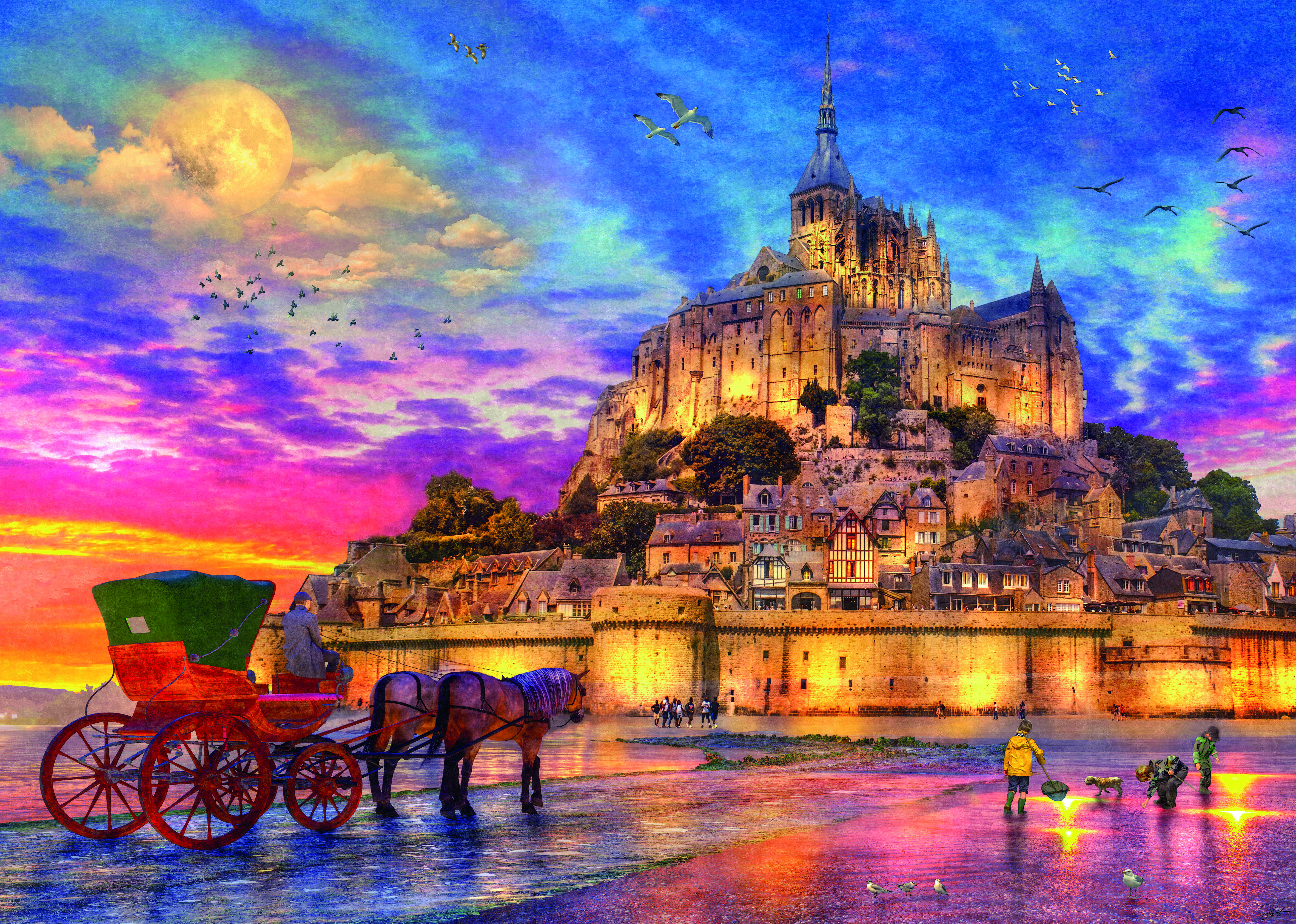 Puzzle 1000 peças - Luar em Monte Saint-Michel