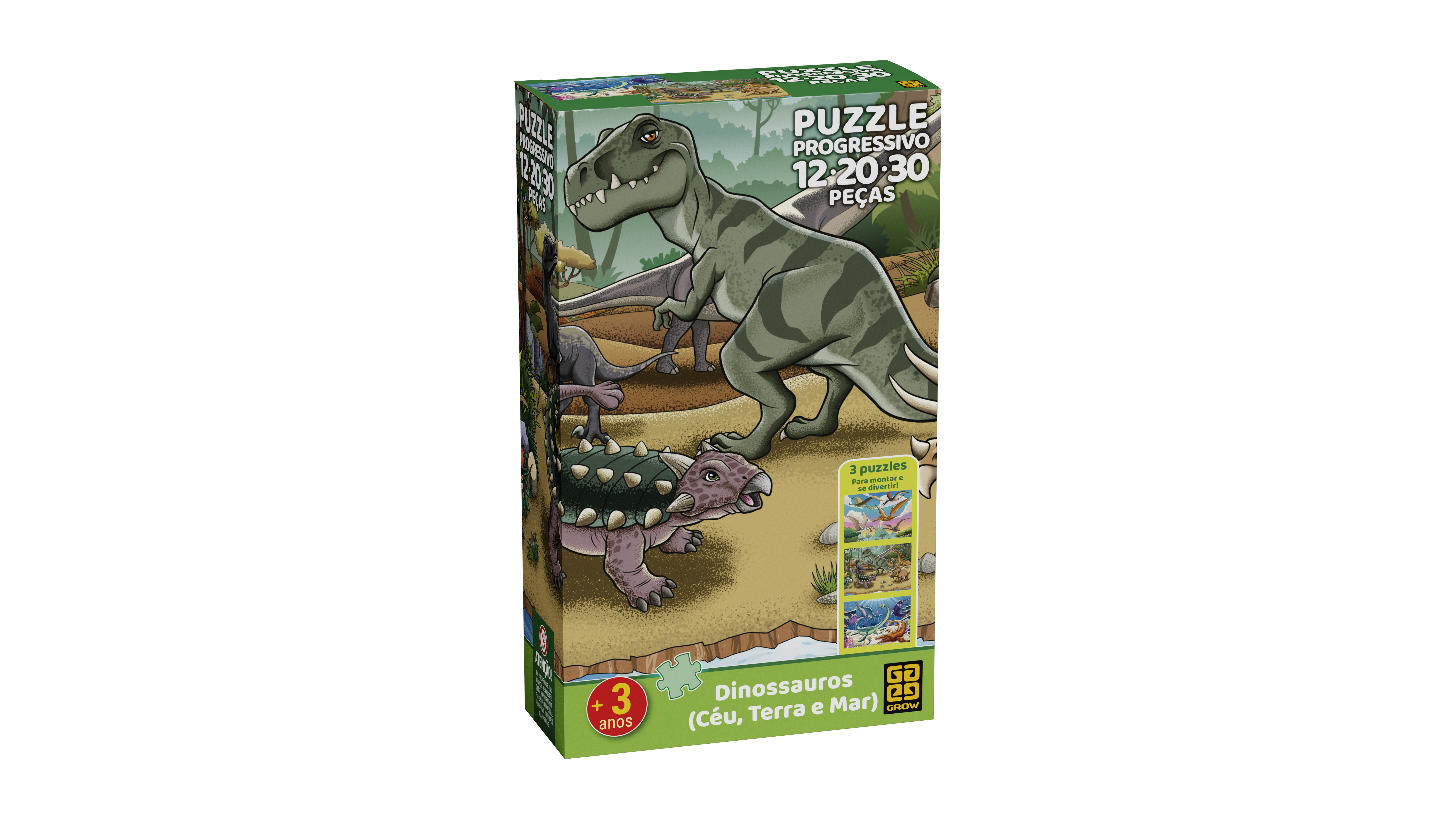 Puzzle Progressivo Dinossauros Céu, Terra e Mar