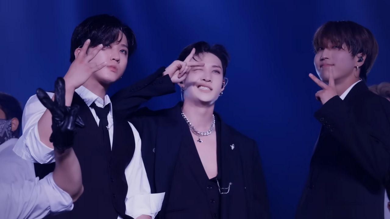 Changbin, Bang Chan e Han, o 3RACHA, no vídeo da música '3RACHA'