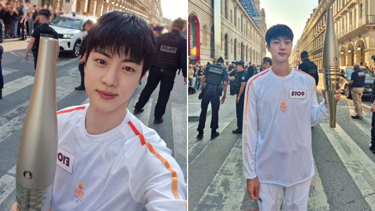 Jin, do BTS, participa do revezamento da Tocha Olímpica em Paris
