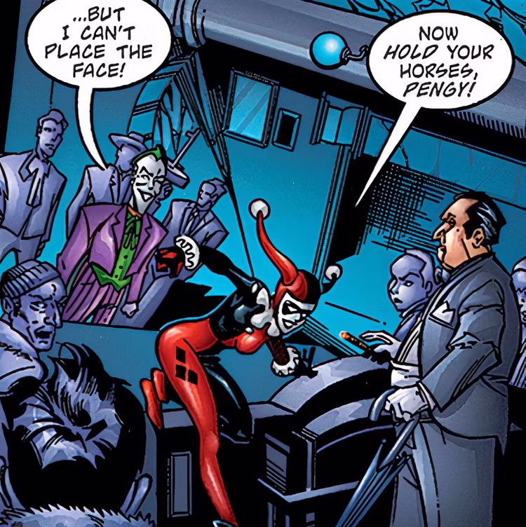 Primeiro encontro de Coringa e Arlequina como seus alter-egos
