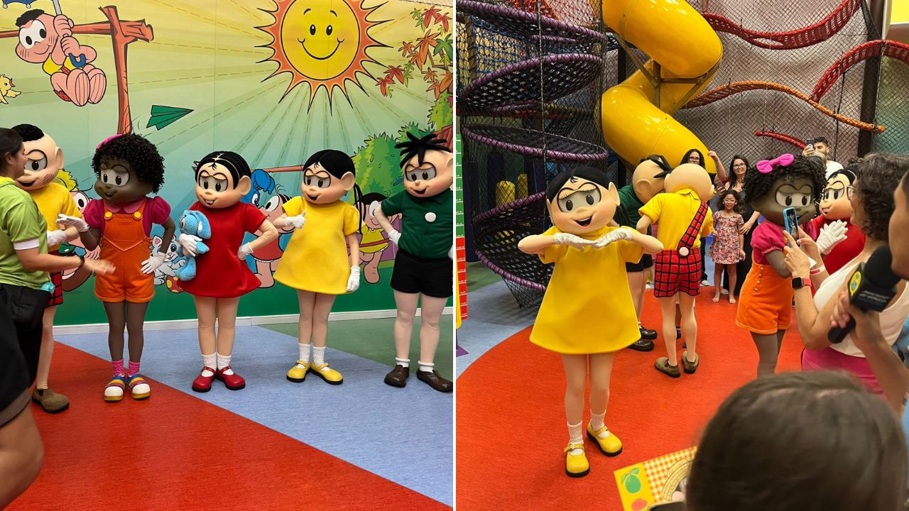 Personagens durante a visita da Mauricio de Sousa Produções