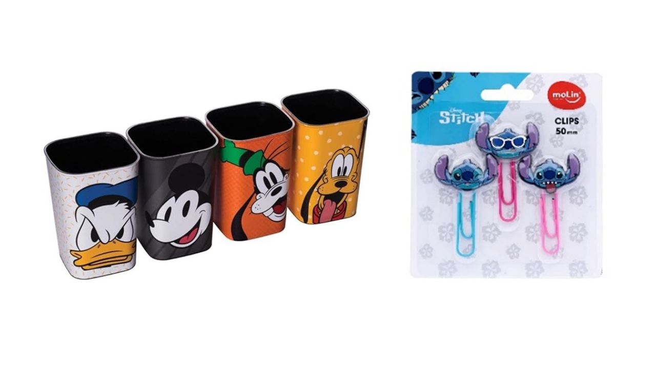 Porta objetos Mickey & Amigos e Clips Stitch