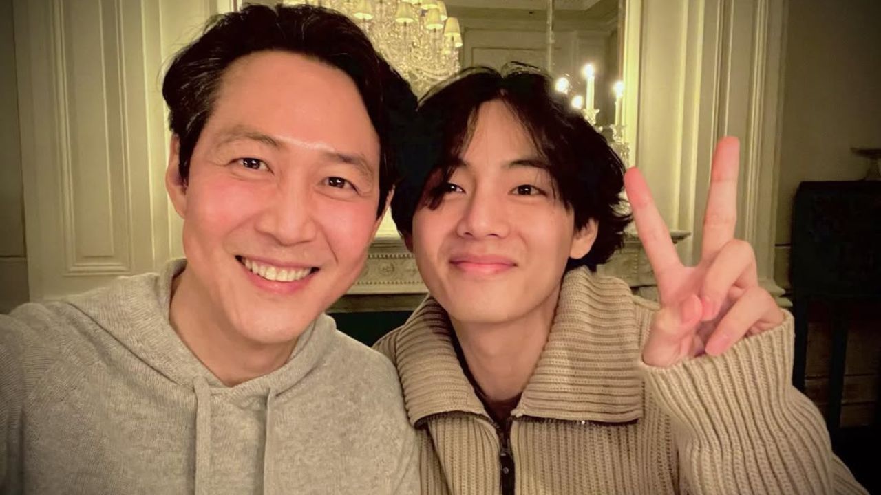V, integrante do BTS, e o ator Lee Jung Jae, de 'Round 6'