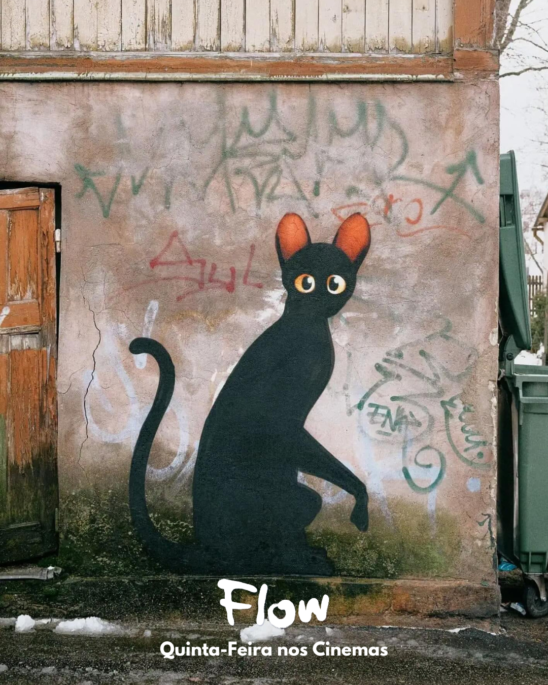 Ilustração do gato de "Flow" pelas ruas da Letônia