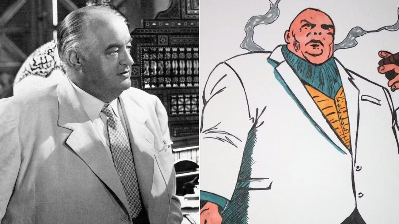 Ator Sydney Greenstreet em 'Casablanca' e personagem Wilson Fisk, o Rei do Crime