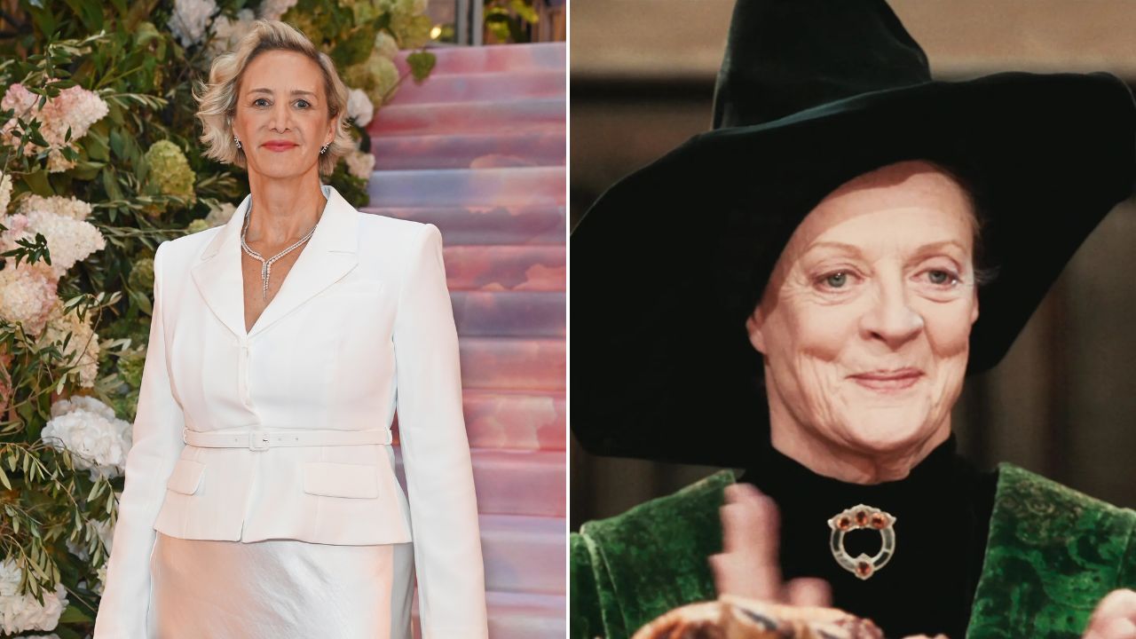 Atriz Janet McTeer e personagem Minerva McGonagall