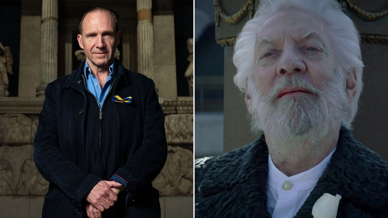 Ator Ralph Fiennes e Presidente Snow em 'A Esperança - Parte 2' (2015)