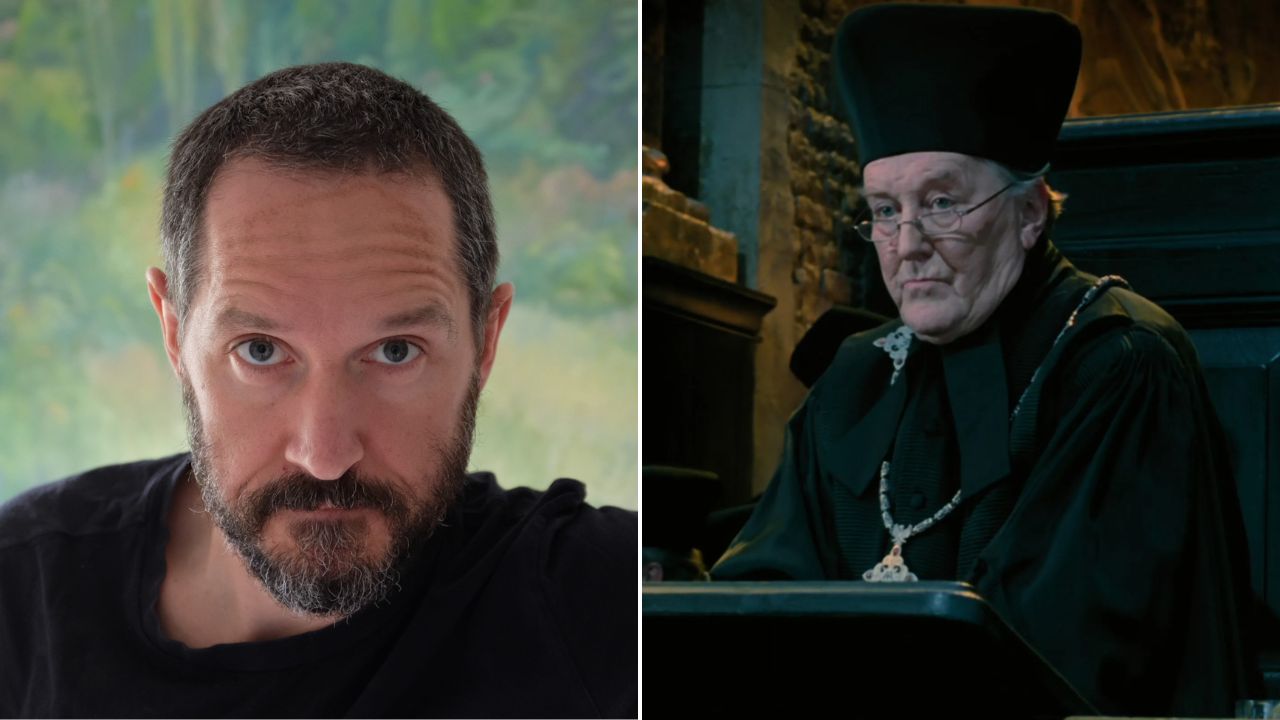 Ator Bertie Carvel e personagem Cornélio Fudge