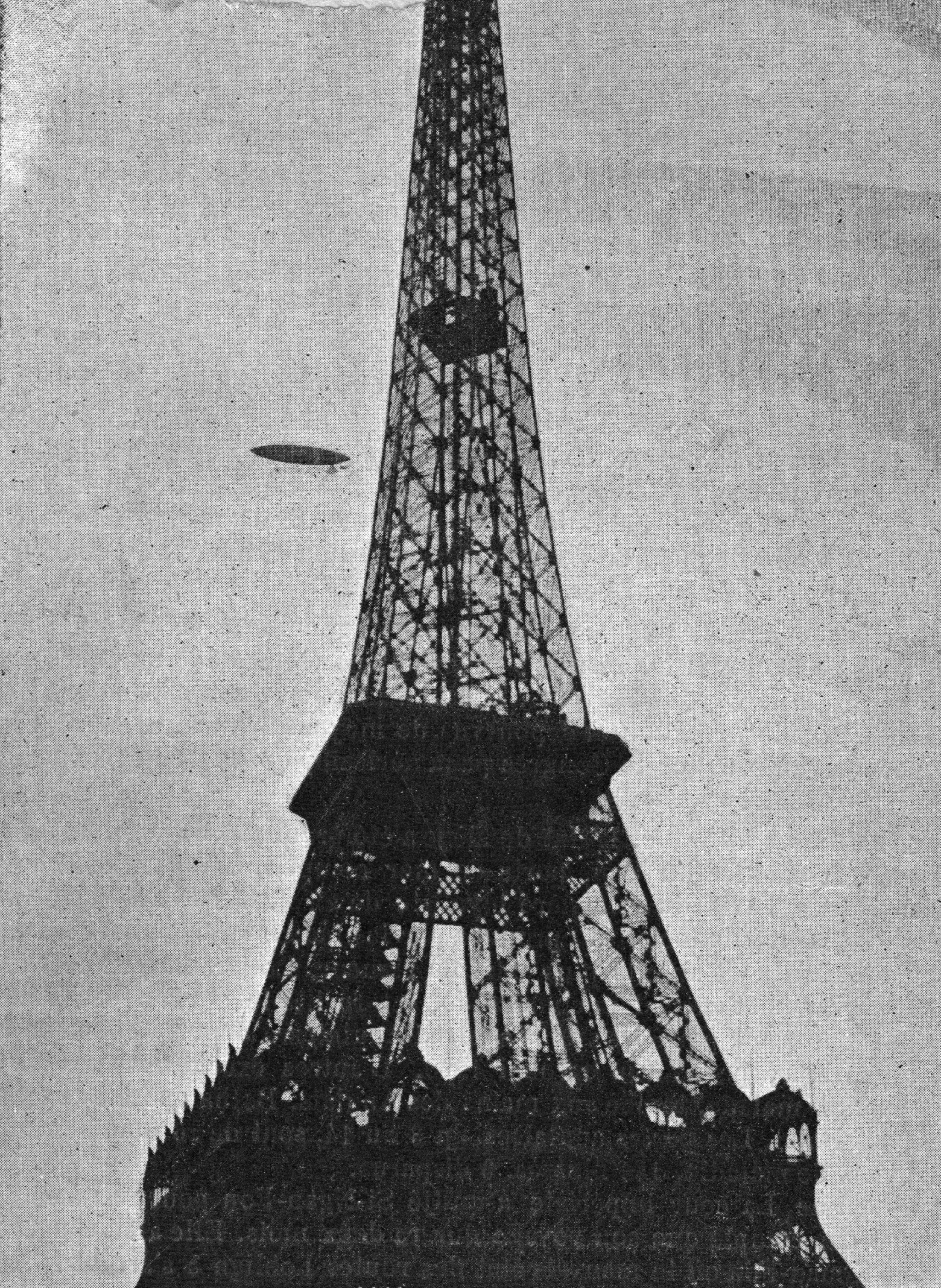 Santos Dumont sobrevoando a Torre Eiffel em 1901