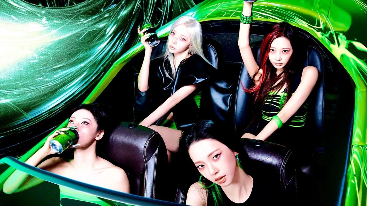 Grupo de K-pop aespa em concept photo para "Lemonade"