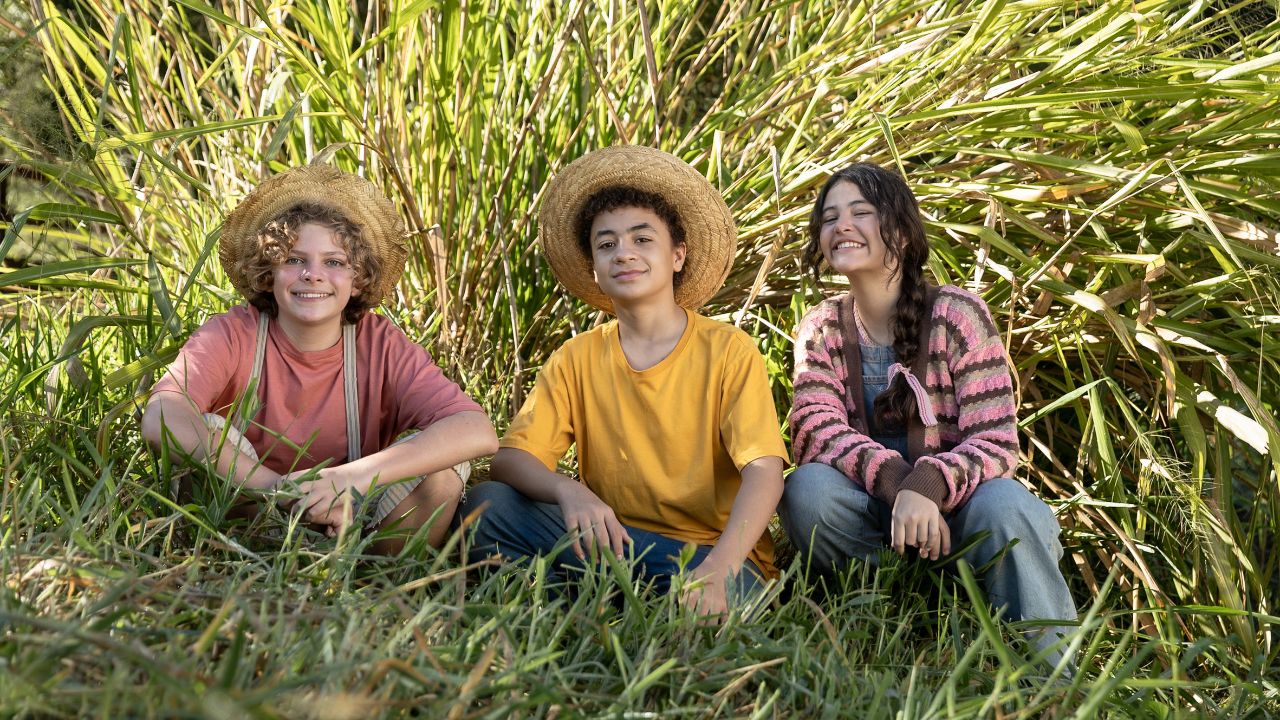 Isaac Amendoim (Chico), Anna Julia Dias (Rosinha) e Pedro Dantas (Zé Lelé) para "Chico Bento 2: Sardade" - Adriano Vizoni/ Pivô Audiovisual