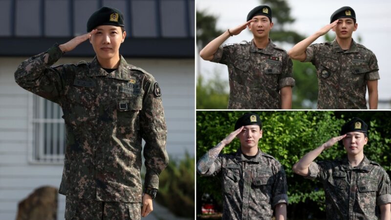 Integrantes do BTS em dispensa militar