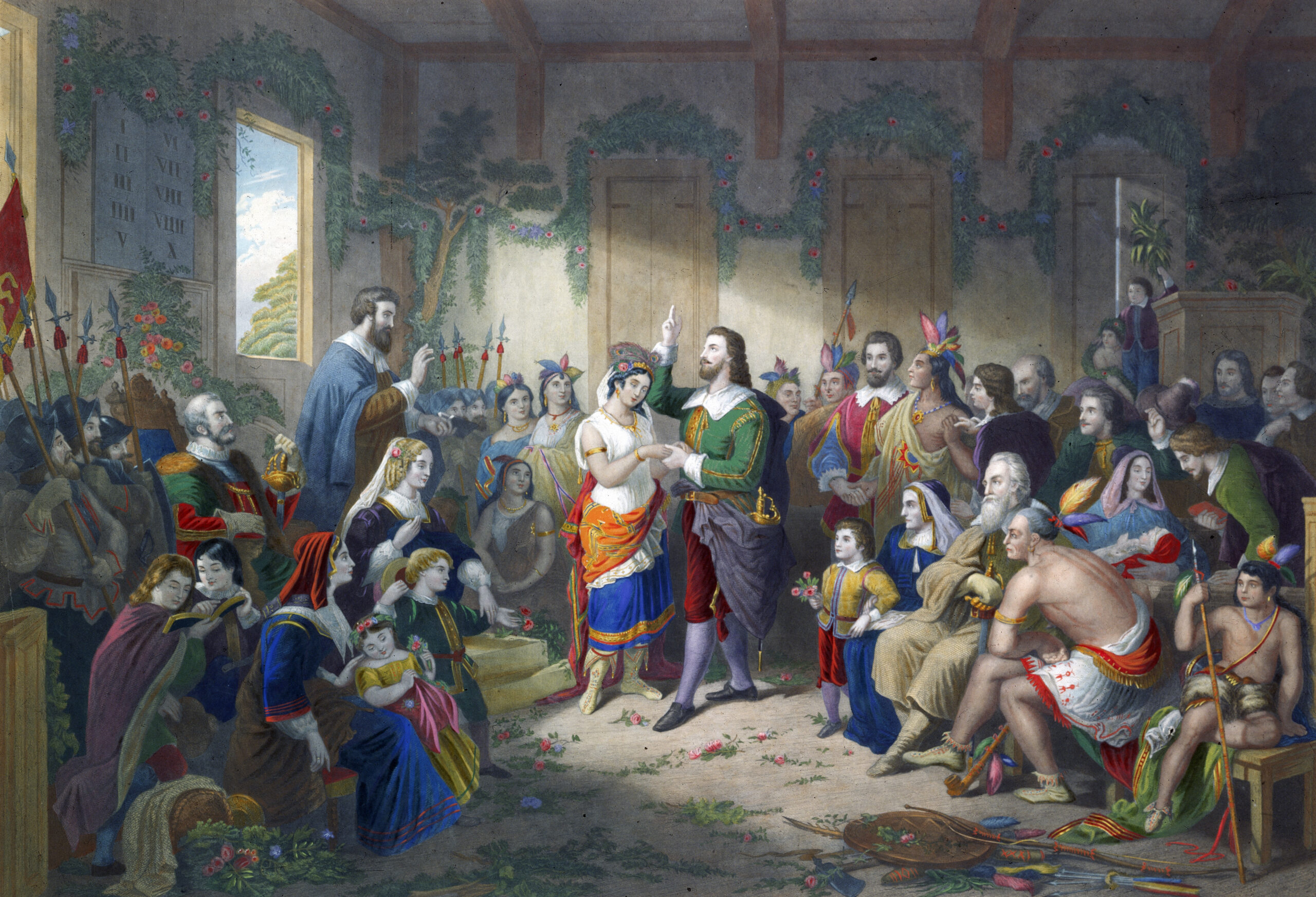 Pintura do casamento de John Rolfe e Pocahontas - Kean Collection/Getty Images