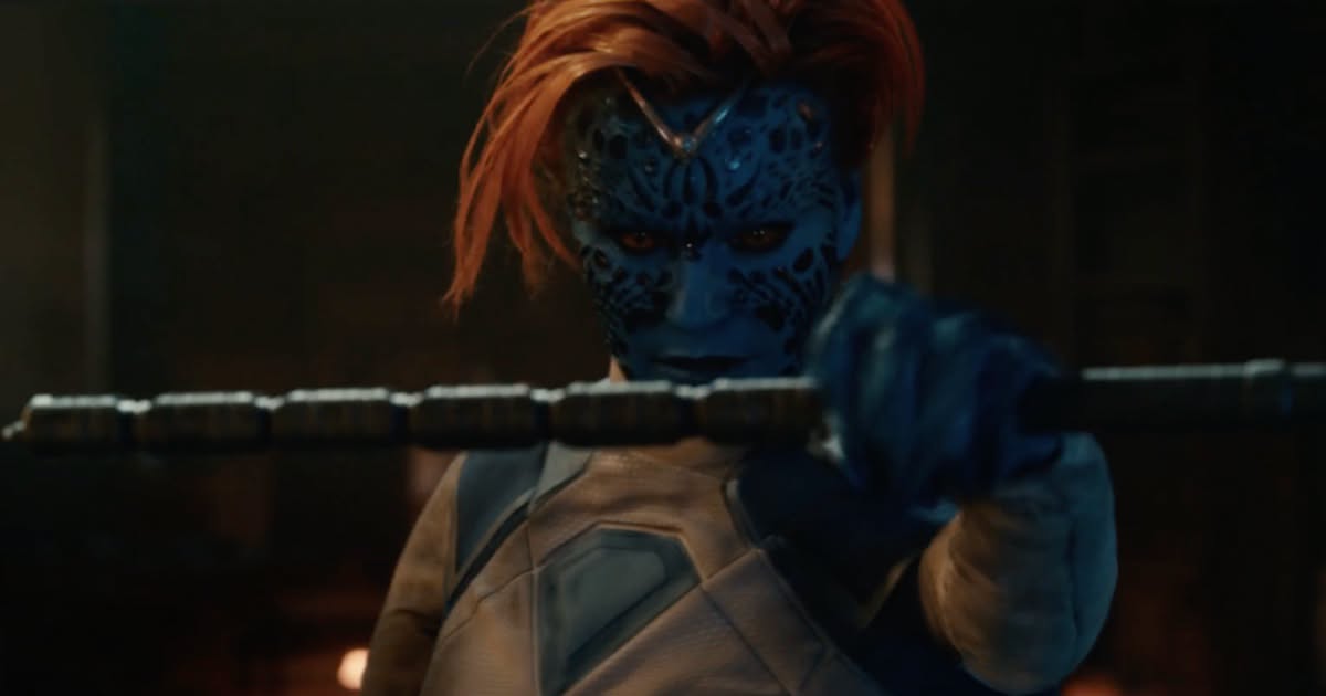 Mística, do X-Men, em cena de "Vingadores: Doutor Destino"