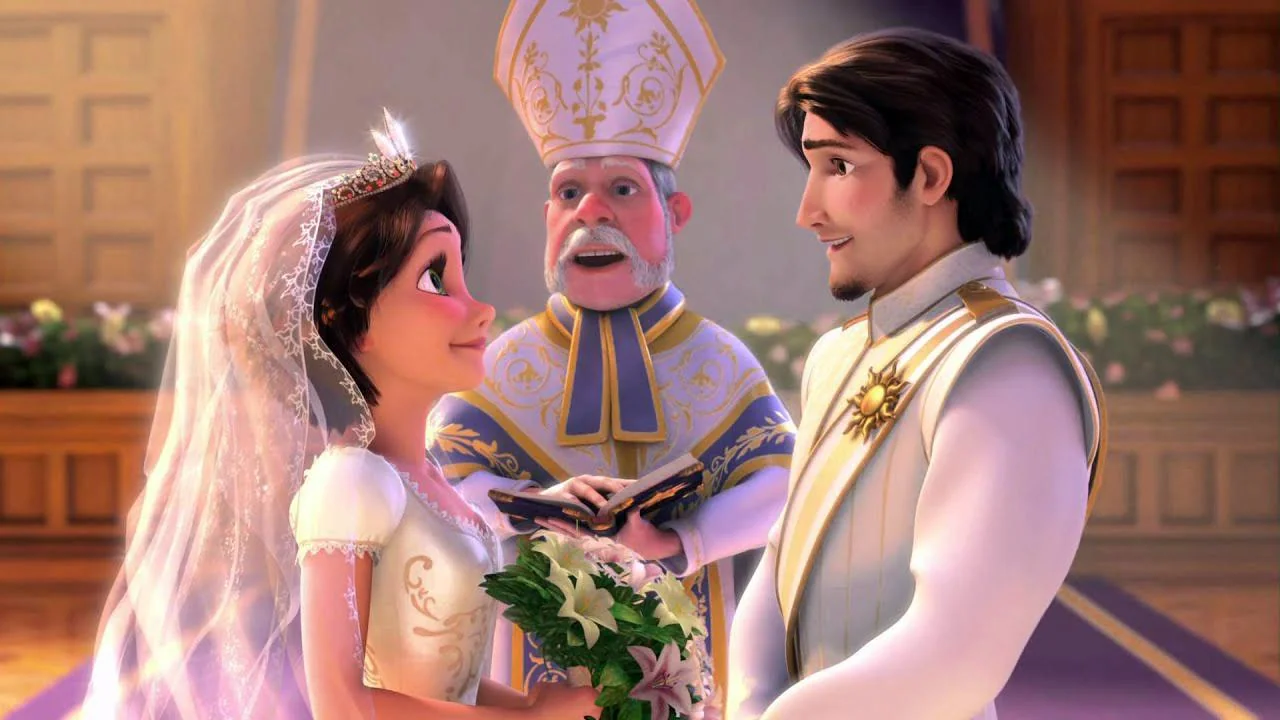 Casamento de Rapunzel e Flynn Rider em "Enrolados Para Sempre" (2012)