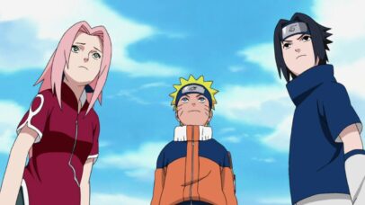 Sakura, Naruto e Sasuke, personagens de "Naruto"