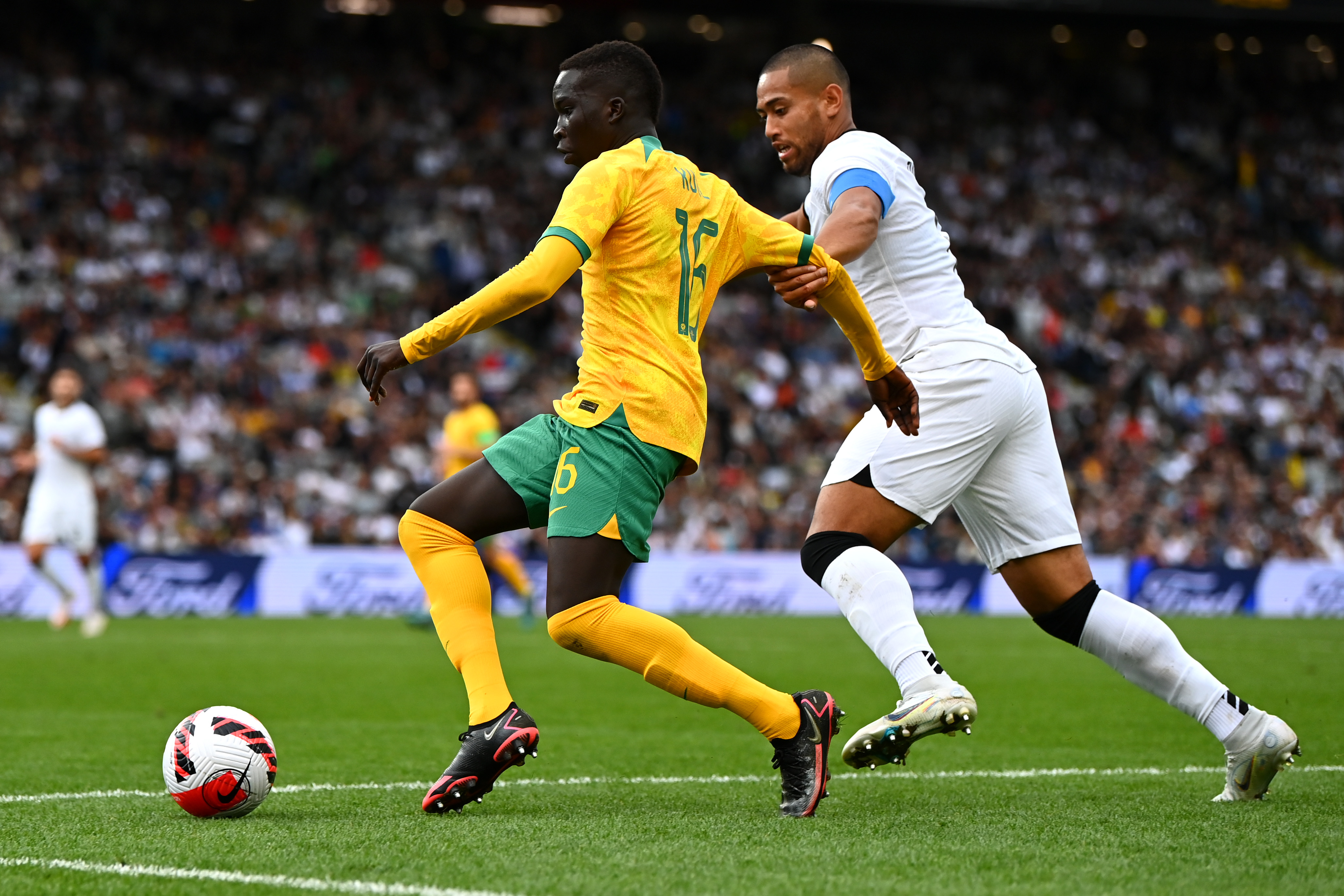 Jogo amistoso internacional entre Nova Zelandia e Austrália no Eden Park em 25 de setembro de 2022 em Auckland, Nova Zelândia.