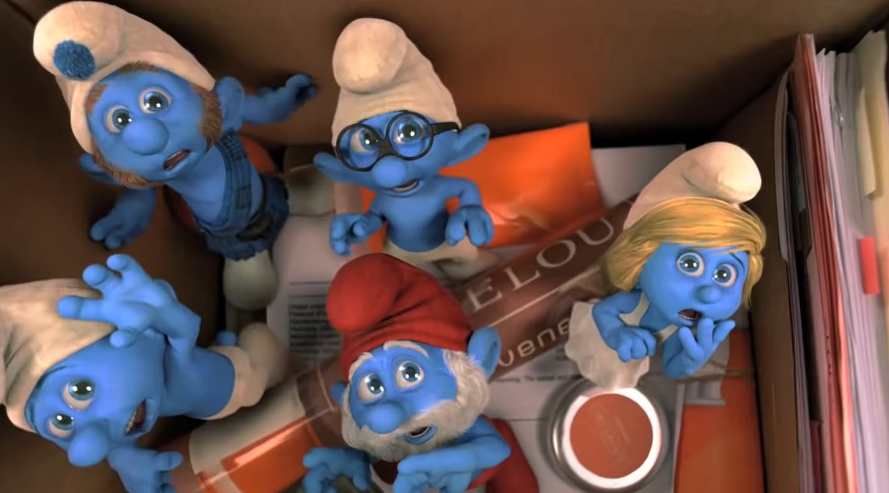 Cena do primeiro filme dos Smurfs