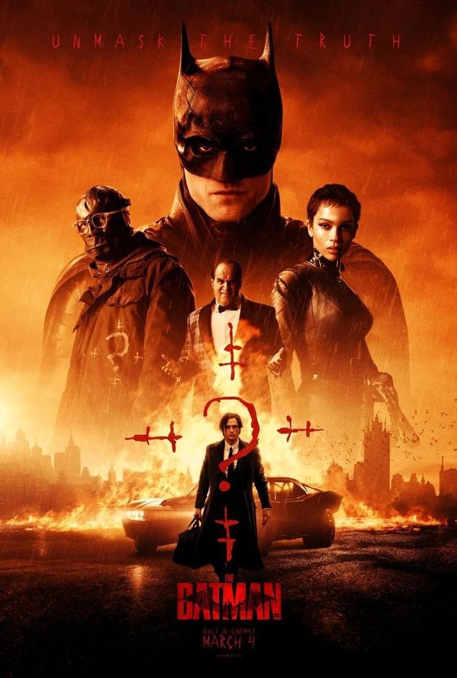 Pôster de Batman com o herói e vilões
