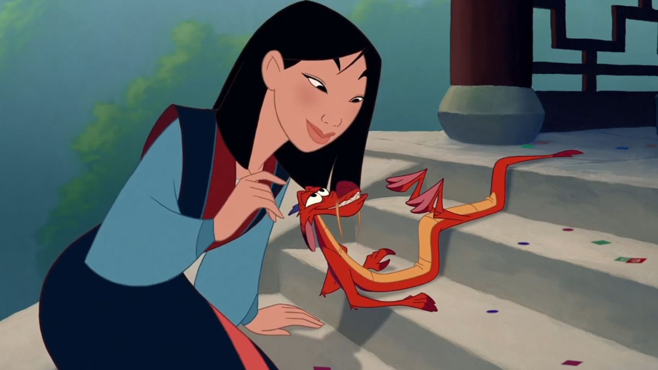 Mulan e Mushu na animação 'Mulan' (1998)