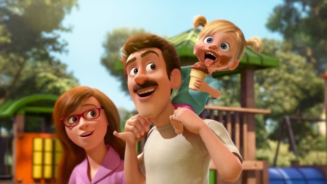 Brincadeira de Riley e seus pais em cena de "Divertidamente"