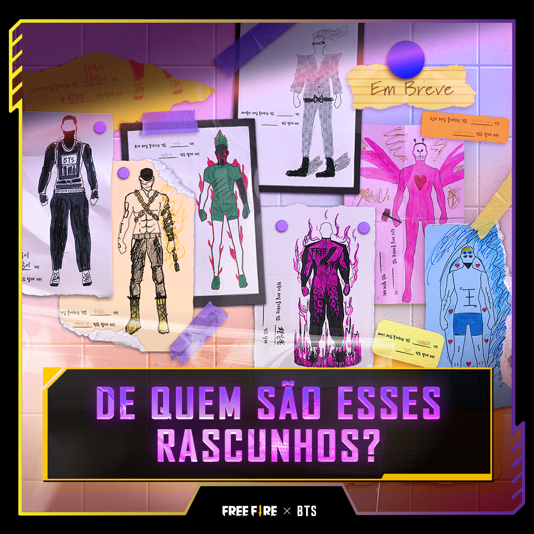 Rascunhos dos trajes desenhados pelo BTS