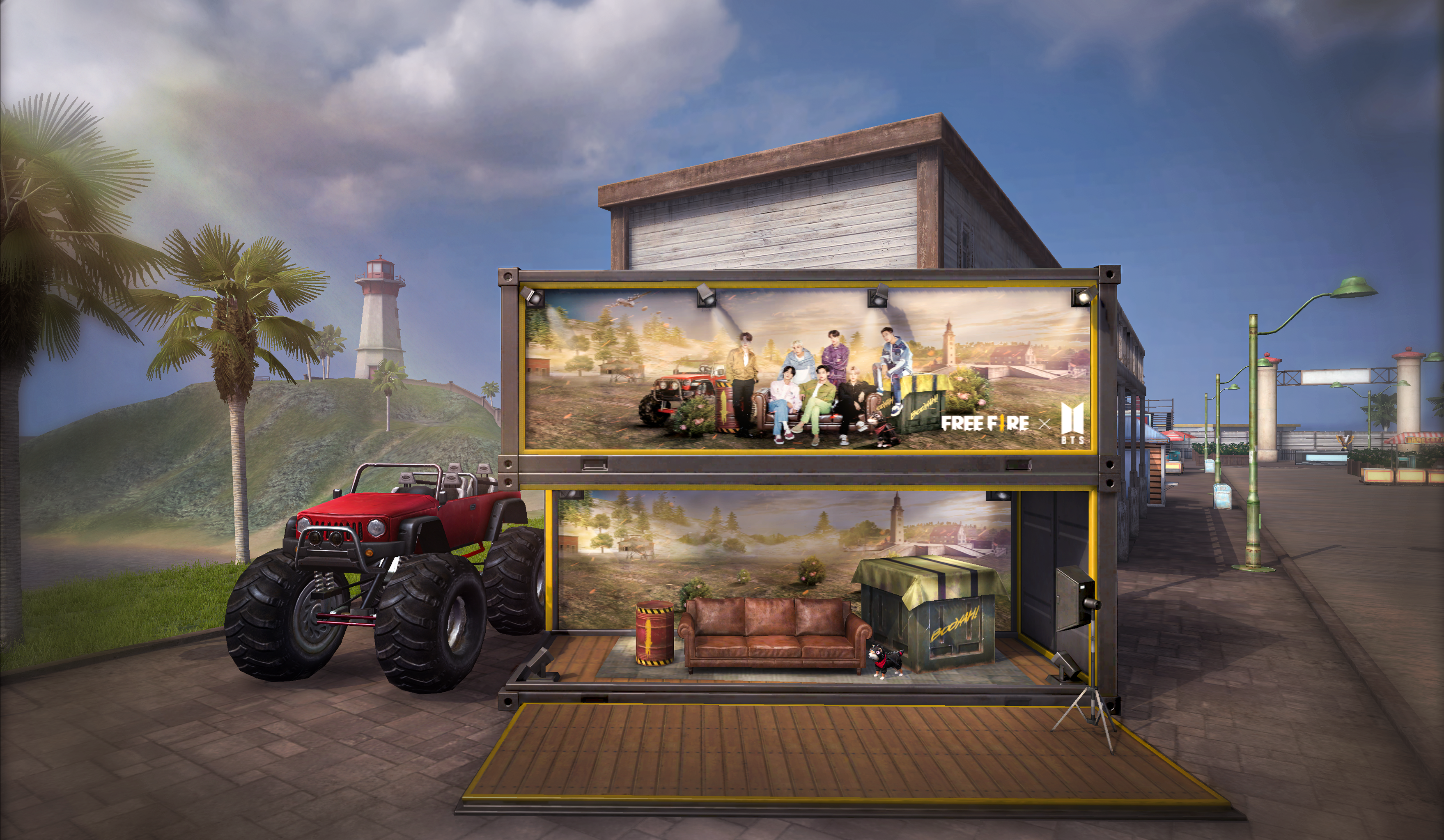 As zonas terão outdoors da campanha Free Fire x BTS