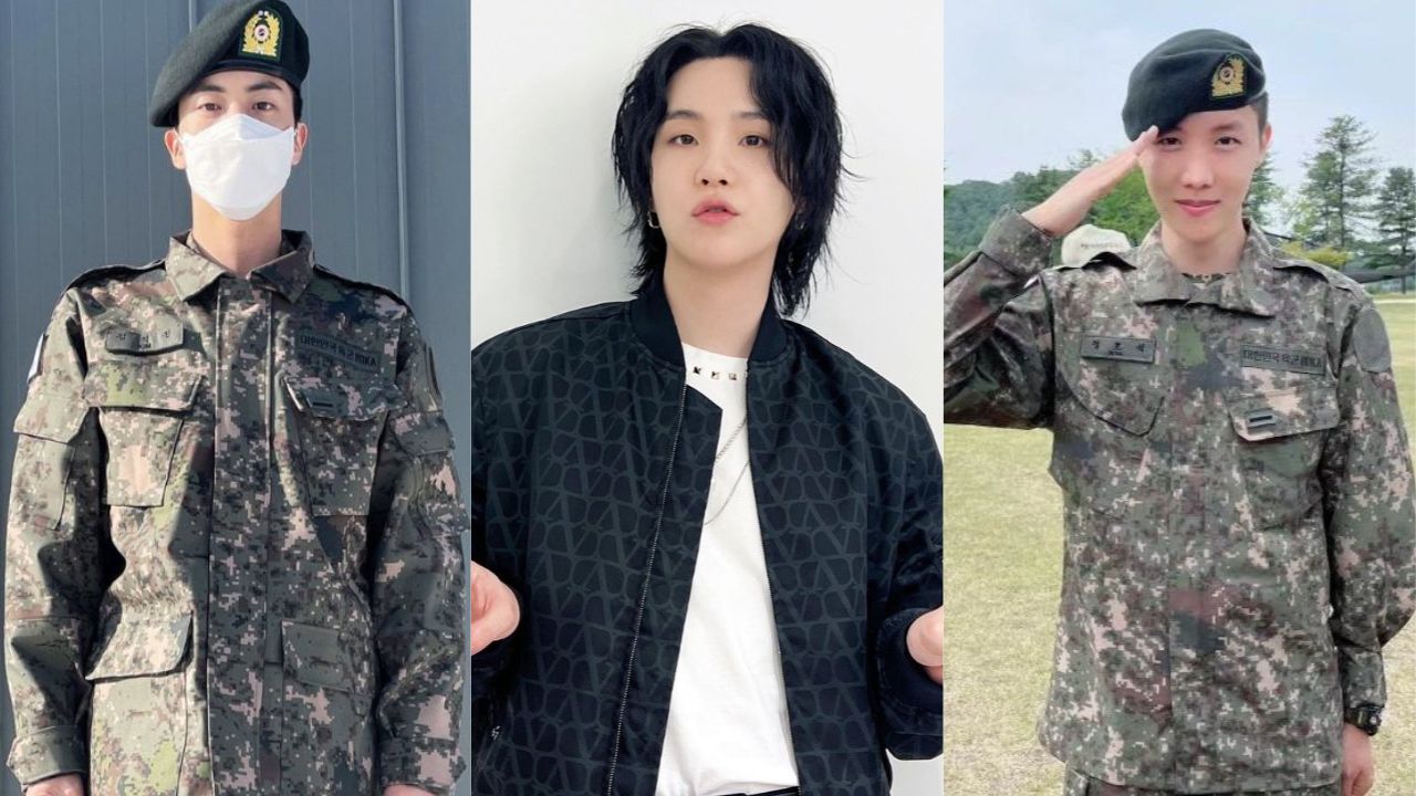 Quais as funções de Jin, J-Hope e Suga no exército?