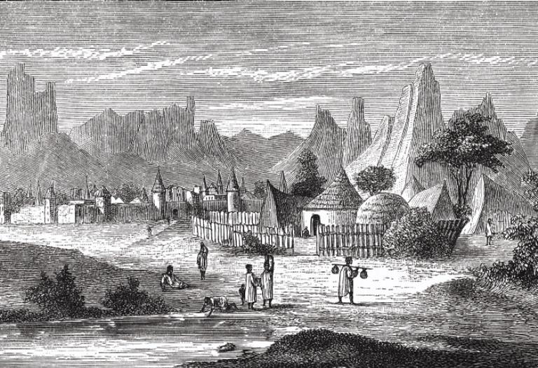 Gravura de uma cidade da civilização Songai
