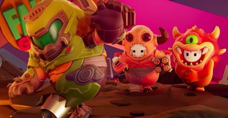 Fall Guys revela teaser para skins inspiradas em Doom